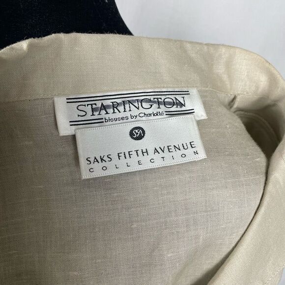 Vintage Starington 100% Linen Safari Button Down Blouse - Women’s 12 - Picture 6 of 7